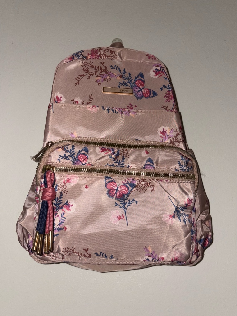 NWOT Butterfly Floral Mini Backpack with Tassel Detail